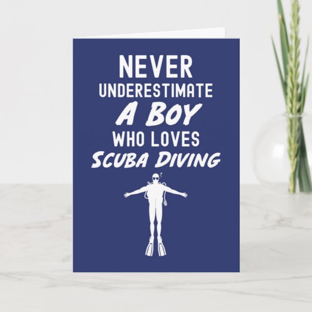 Tarjeta Navy Blue Scuba Diving Cards For Boys Diver Ocean (Anverso)