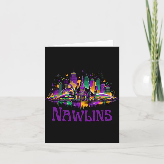 Tarjeta Nawlins New Orleans Cityscape Mardi-gras Souvenir  (Anverso)