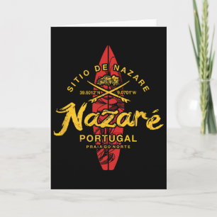 Tarjeta Nazare Portugal Surfing Antiguo _1