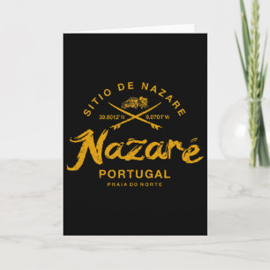 Tarjeta Nazare Portugal Surfing Vintage Retro