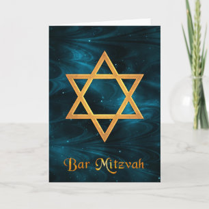 Tarjeta Nebulosas de Mitzvah de la barra y estrella azules