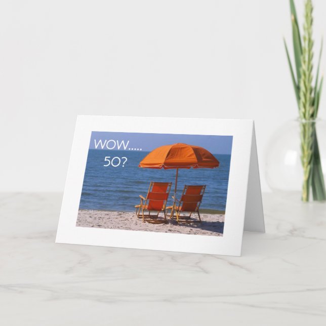 TARJETA NECESITA UN DÍA EN LA PLAYA PARA EL CUMPLEAÑOS *50 (Anverso)