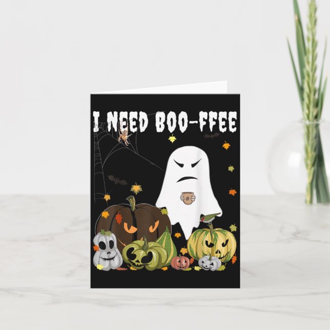 Tarjeta Necesito Boo-ffee Fantasma Jack-o-lantern Amante d (Anverso)