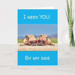 TARJETA **NECESITO QUE ESTÉS A MI LADO** PRECIOSOS PUGS