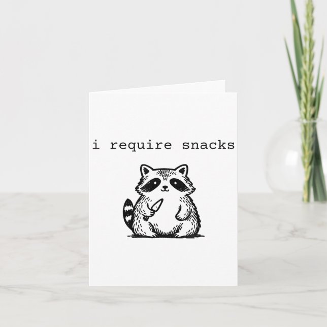 Tarjeta Necesito Snacks Mapache Divertido Enfadado Panda B (Anverso)