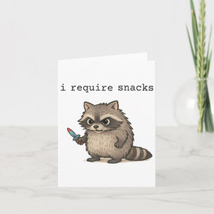 Tarjeta Necesito Snacks Mapache Divertido Enfadado Panda B