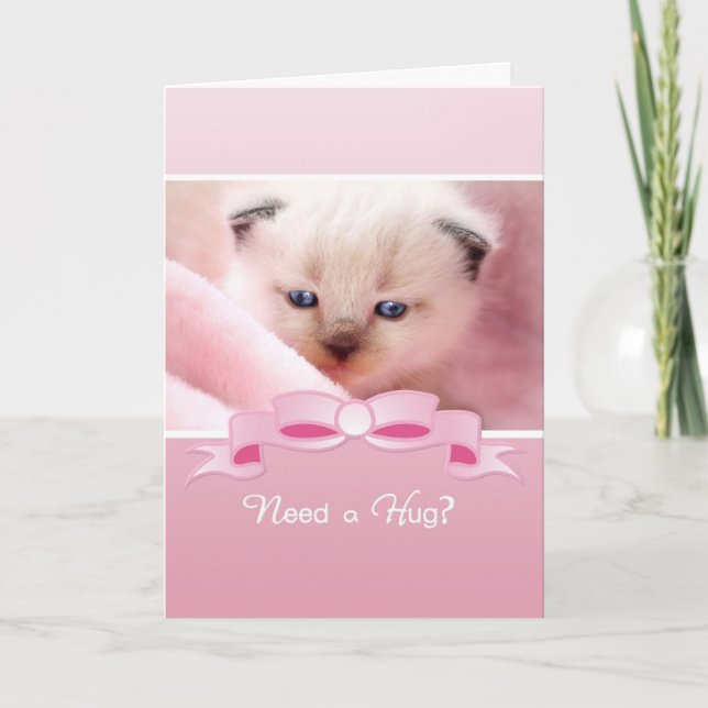 Tarjeta Necesito Un Gatito Abrazo, Un Gatito Siamés, Alien (Anverso)