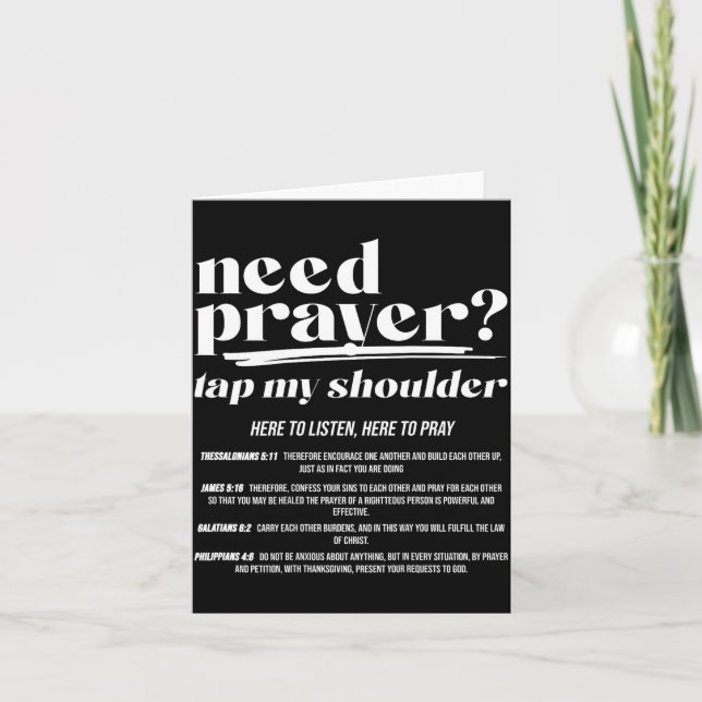 Tarjeta Need Prayer Tap My Shoulder Christian Men Women (o (Anverso)