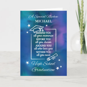 Tarjeta Nefew High School Graduation Cita acuarela