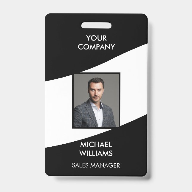 Tarjeta negra blanca de identificación fotográfica (Front)