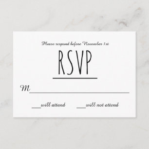 Tarjeta negra/blanca de RSVP - de RSVP
