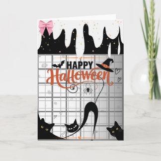 Tarjeta Negra de Halloween de Gatito Negro