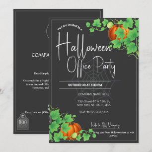 Tarjeta negra de invitaciones de Office Halloween