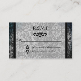 Tarjeta negra de lujo de RSVP de la recepción del