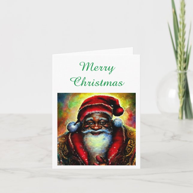 Tarjeta negra de Navidad de Santa Claus (Anverso)