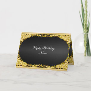 Tarjeta Negra de Oro Feliz Cumpleaños