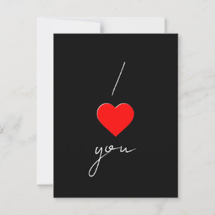 Tarjeta negra de saludo con "I Love you"