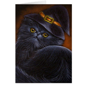 Tarjeta negra del gato persa