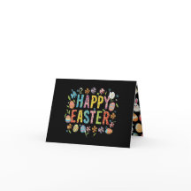 Tarjeta negra divertida de saludos de Pascua