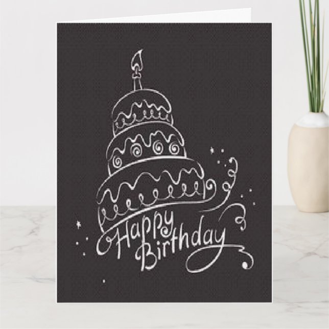 Tarjeta negra hermosa grande del feliz cumpleaños (Anverso)