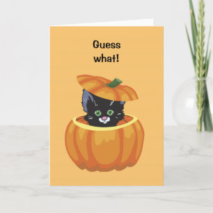 Tarjeta negra linda de Halloween de la calabaza