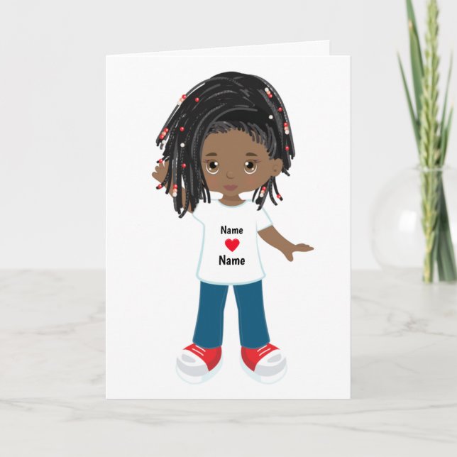Tarjeta negra personalizada de niña negra (Anverso)