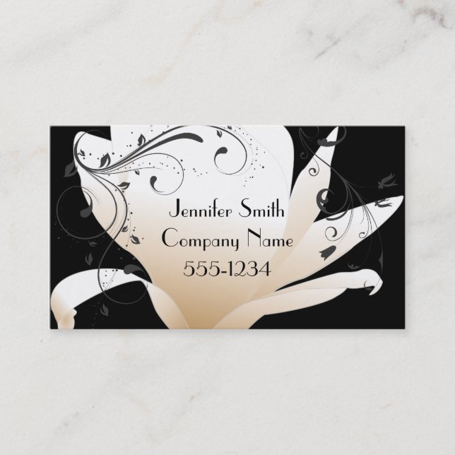 Tarjeta negra y blanca de la magnolia elegante de (Anverso)