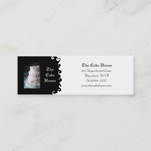 Tarjeta negra y blanca del pastel de bodas del (Anverso)