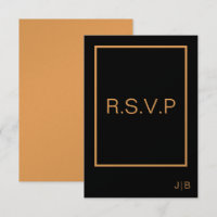 TARJETA negra y naranja RSVP de boda