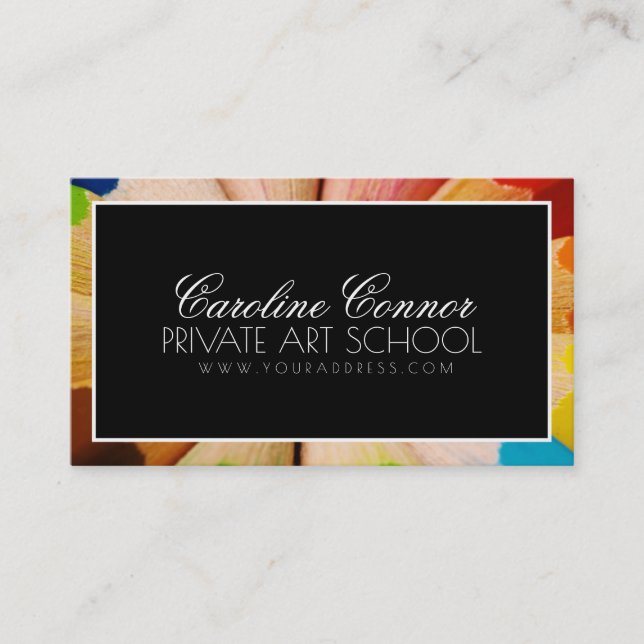 Tarjeta negrita blanca y negra de la escuela de ar (Anverso)