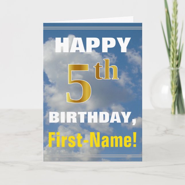 Tarjeta Negrita, Cielo Nublado, Falso Oro Cumpleaños 5 + N (Anverso)