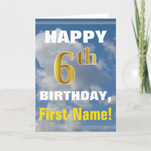 Tarjeta Negrita, cielo nublado, oro falso 6 cumpleaños + n