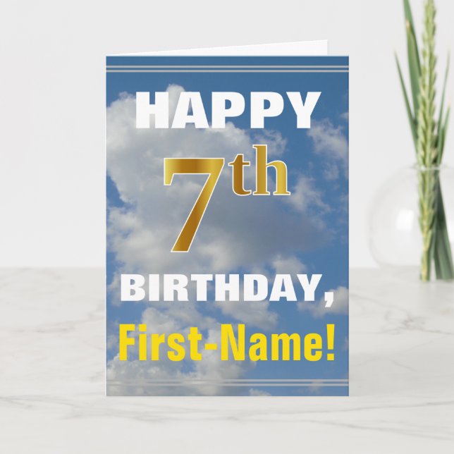 Tarjeta Negrita, cielo nublado, oro falso 7 cumpleaños + n (Anverso)