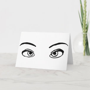 Tarjeta Negrita Ilustracion de ojos misteriosos en blanco 
