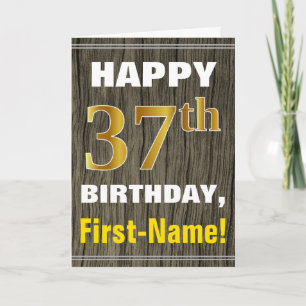 Tarjeta Negrita, Madera Falsa, Dorado Falso Cumpleaños 37 