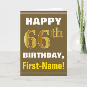 Tarjeta Negrita, Marrón, Falso Oro Cumpleaños 66 con Tarje