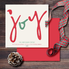 Tarjeta Negrita Simple Joy Red Green