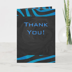 Tarjeta Negro cebra y azul con monograma