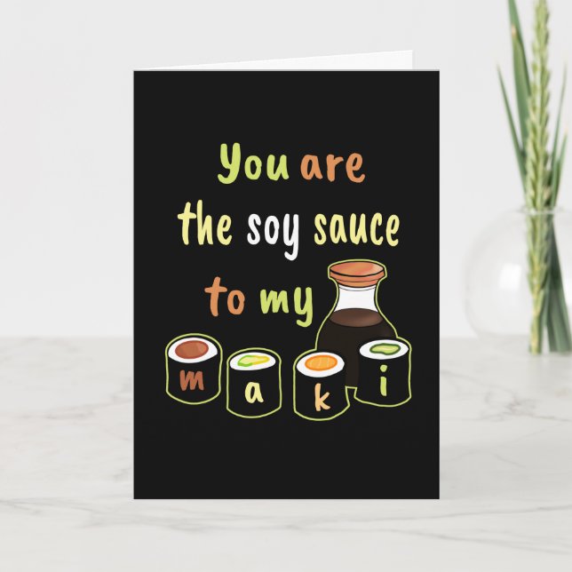 Tarjeta Negro eres la salsa de soja a mi Maki Sushi (Anverso)