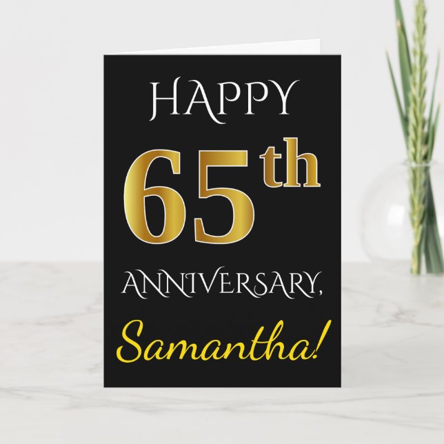 Tarjeta Negro, Falso Oro Aniversario de Bodas número 65 +  (Anverso)