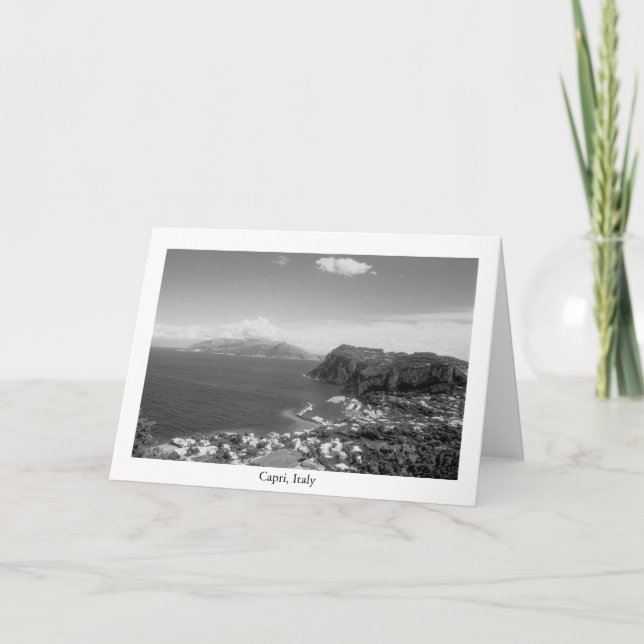 Tarjeta Negro y blanco del puerto deportivo de Capri (Anverso)