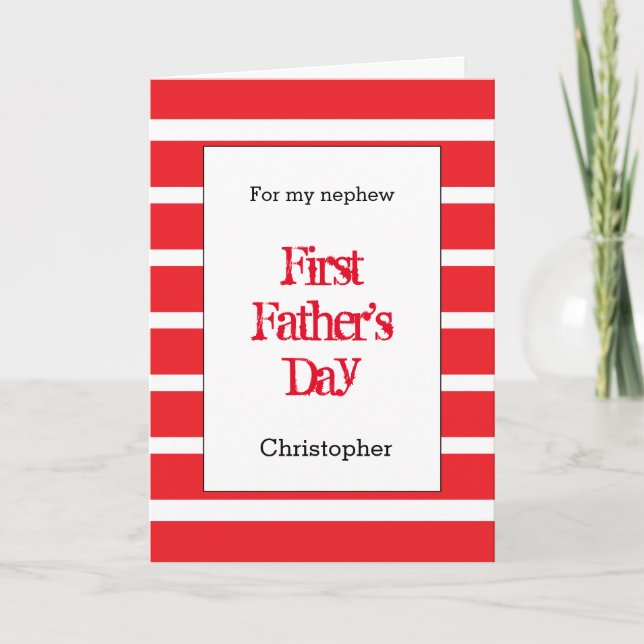 Tarjeta Nehew del Día del Primer Padre Rojo a la raya (Anverso)