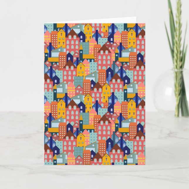 Tarjeta Neighborhood Block City Houses Pattern (Anverso)