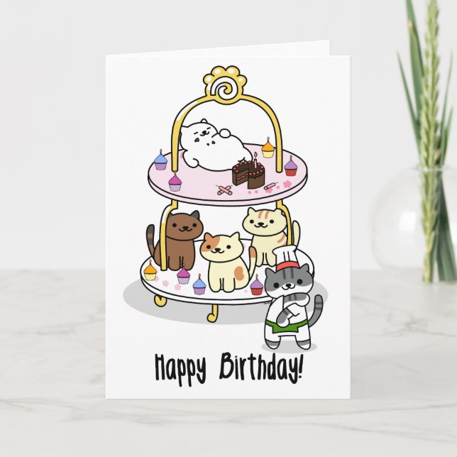 Tarjeta Neko Atsume - Cumpleaños! (Anverso)