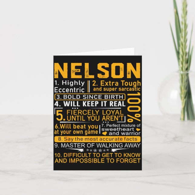 Tarjeta Nelson Name Shirt D Nelson Last Name  (Anverso)