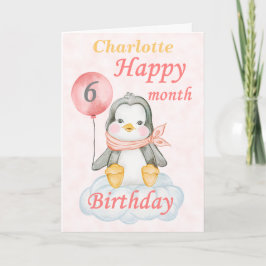 Tarjeta Nene Pingüino 6 Meses Cumpleaños