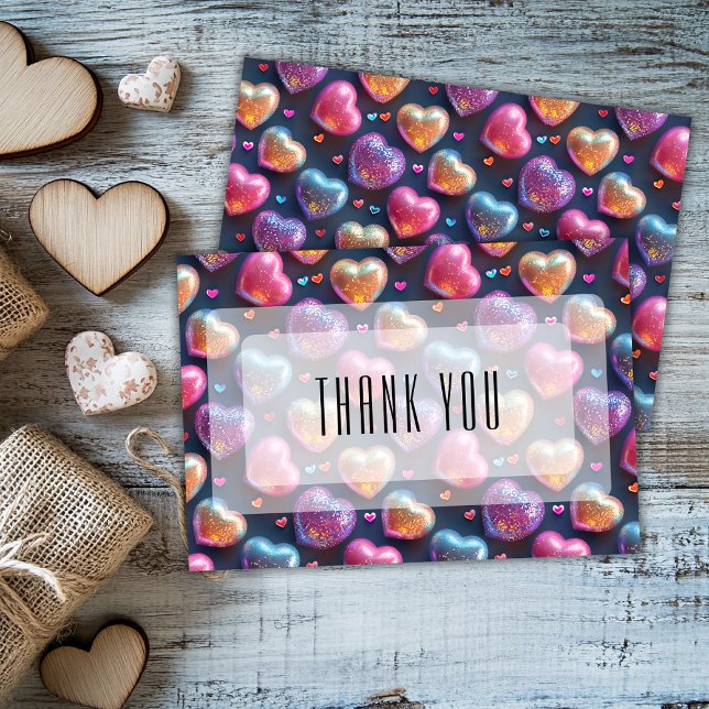 Tarjeta Neon 3D Puffy Valentines Heart Navy Blue Thank You (Subido por el creador)