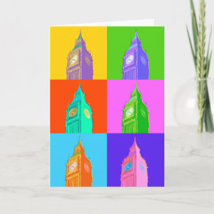 Tarjeta Neón Big Ben del arte pop