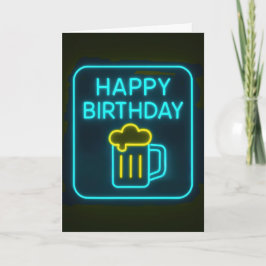 Tarjeta Neon Birthday Beer Rótulo