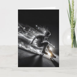 Tarjeta Neon Birthday Teen Skateboarding